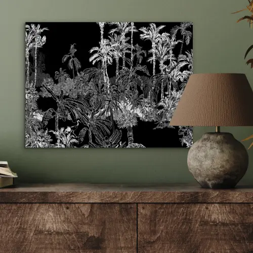 Tropisch - Jungle - Bomen - Bladeren aluminium wit klein -sfeer2