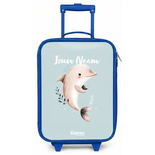 Beige dolfijn in blauw water Kinderkoffer - Blauw klein -zz3dotto