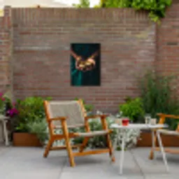 Goud - Kom - Blauw Tuinposter op houten frame 2 cm dik klein -sfeer3