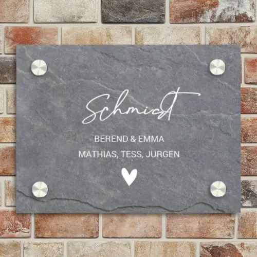 Grijze natuursteen - Sierlijk Naambord Rechthoek middel -sfeer3