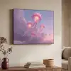 Kwallen - Roze - Wolken Textielframe zwart klein -sfeer3