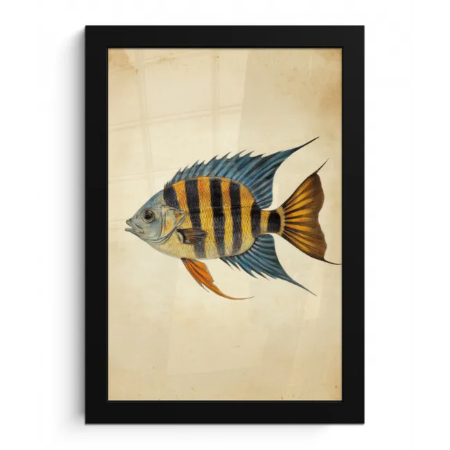 Vis - Tropisch - Strepen - Vinnen fotolijst zwart zonder passe partout klein -3d