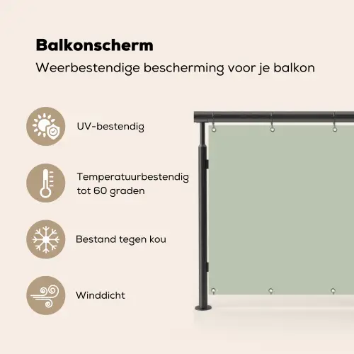 Mintgroen - Effen kleur Balkonbeschermer Duitsland klein 596 -specs_NL