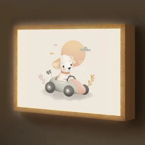 Puppy - Raceauto - Oranje Light Box met batterij (Wandlamp kind) middel -z3d_website