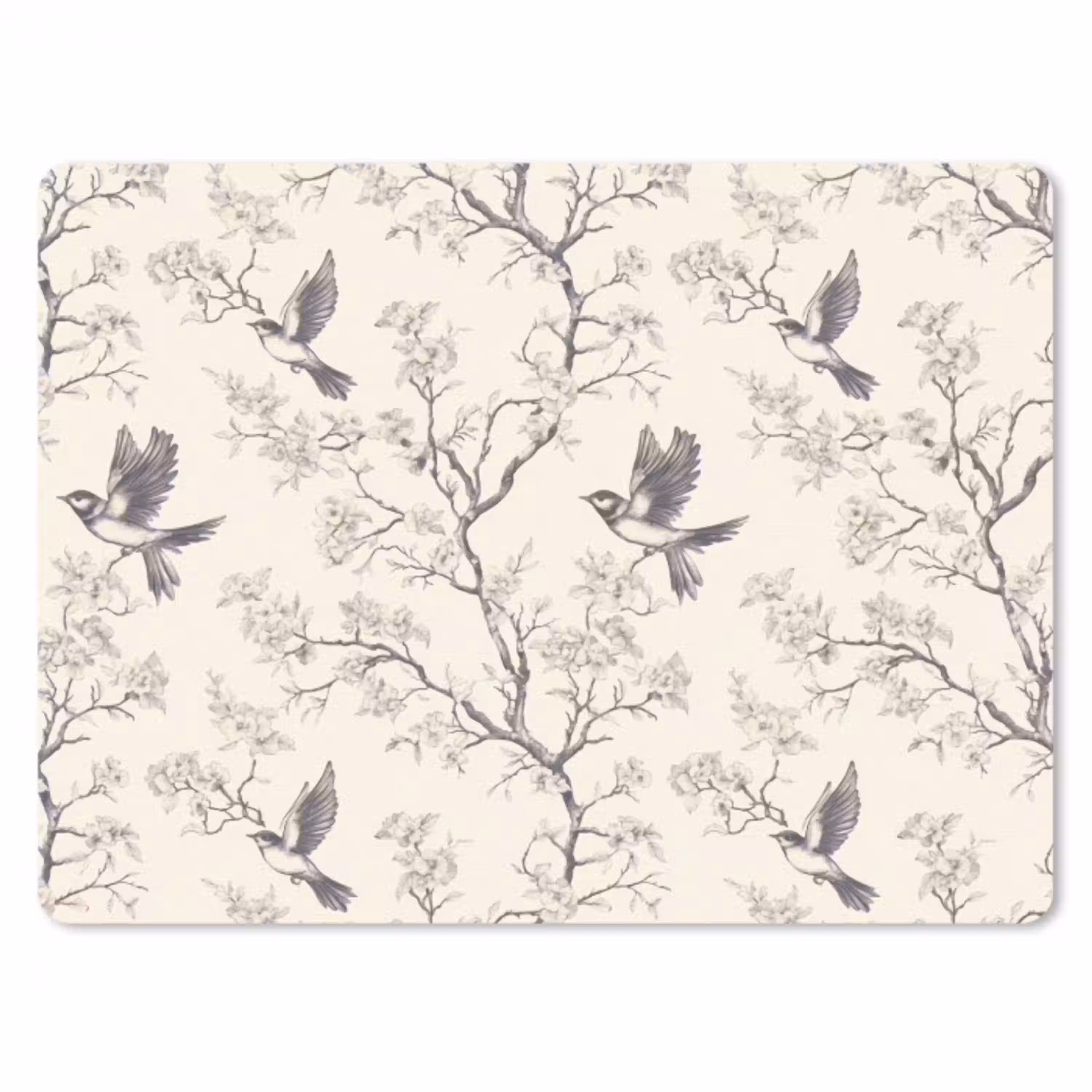 Takken - Vogels - Beige muismat rubber klein 262 -3d