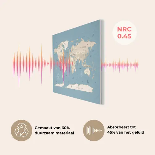 Wereldkaart - Oceaan - Realistisch - Blauw PET vilt klein -USP_NL