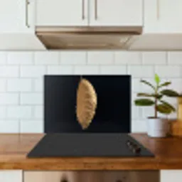 Bladeren - Zwart - Goud - Luxe - Natuur keuken achterwand spatscherm klein -sfeer2