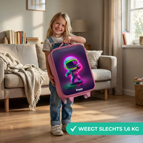 Space karate neon Kinderkoffer - Roze klein -sfeer2_NL
