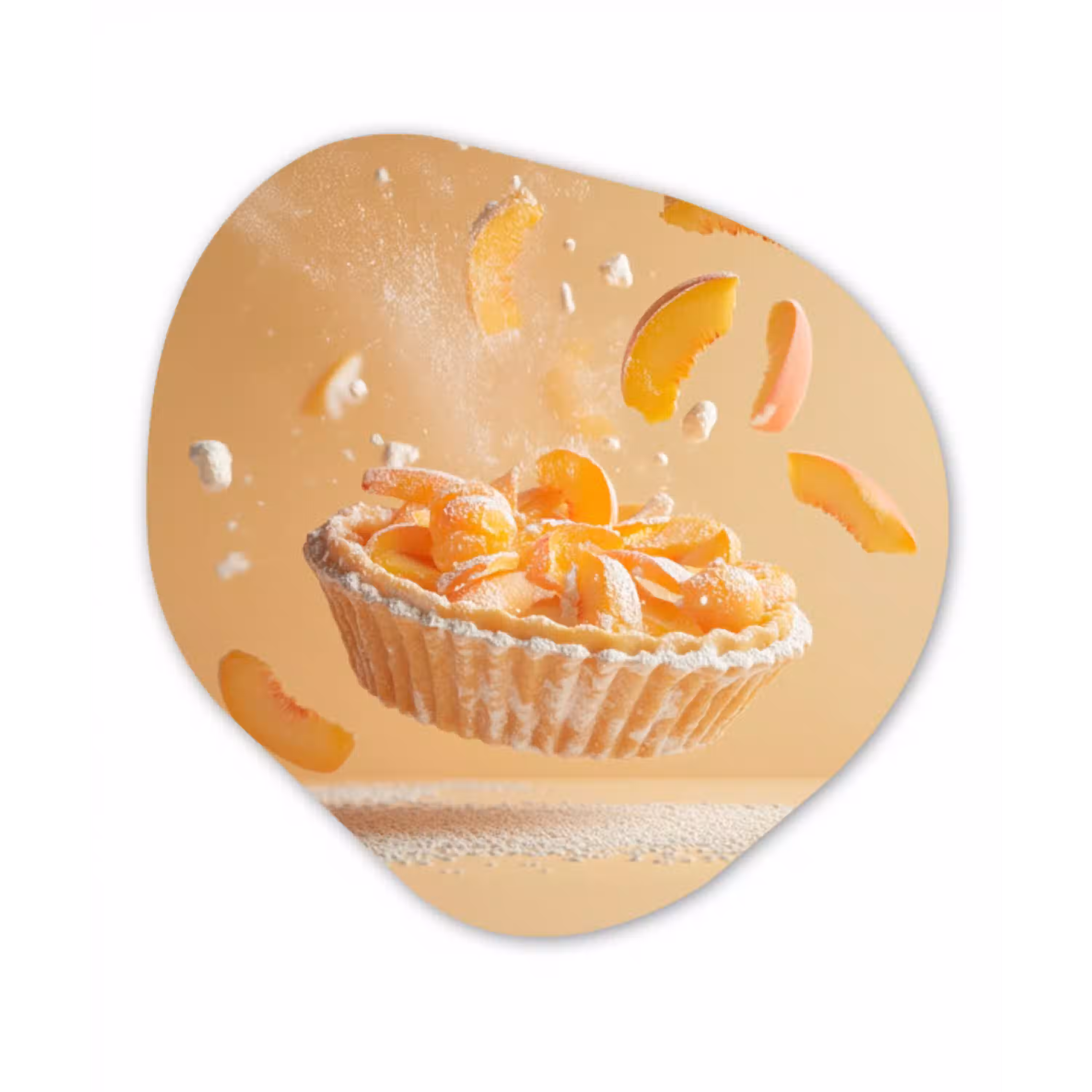 Peach - Eten - Taart - Oranje Wandcirkel Organisch Aluminium middel -3d
