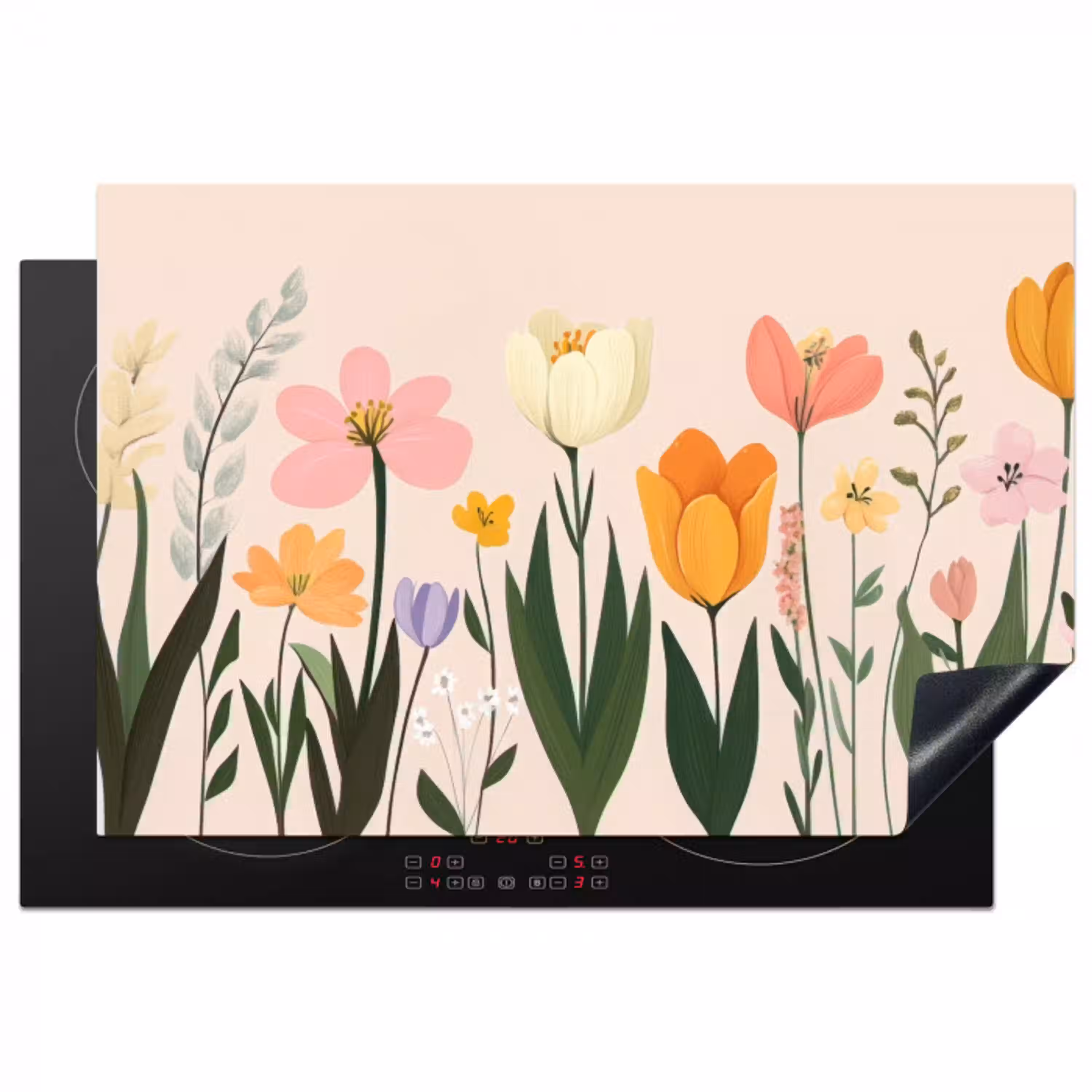 Pasteltinten - Bloemen - Illustratie Inductie beschermer vinyl 3mm klein -3d