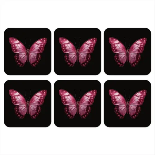 Vlinder - Fuchsia - Grafisch onderzetter kurk middel -3d