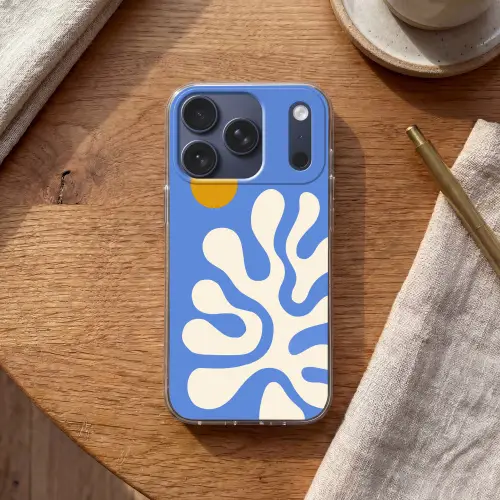 Minimalistisch - Organisch patroon - Blauw Telefoonhoesje iPhone 17 Pro klein -sfeer1