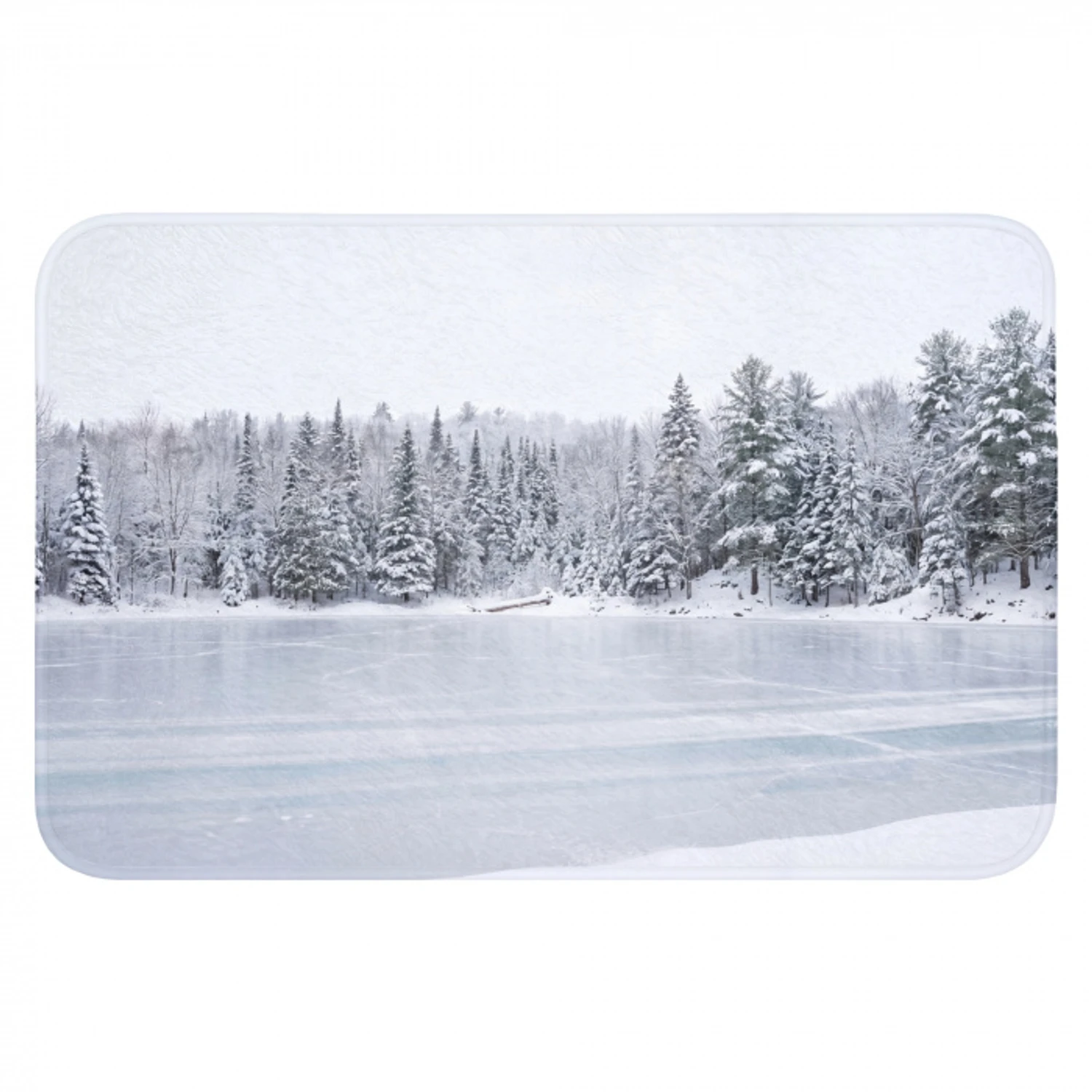 Meer - Dennen - IJs - Winter - Rustgevend Badmat klein -3d