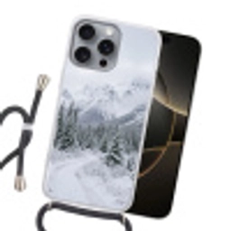 Weg - Bergen - Sneeuw - Naaldbos - Avontuurlijk Hoesje iPhone 16 Pro Max met koord klein -sfeer1