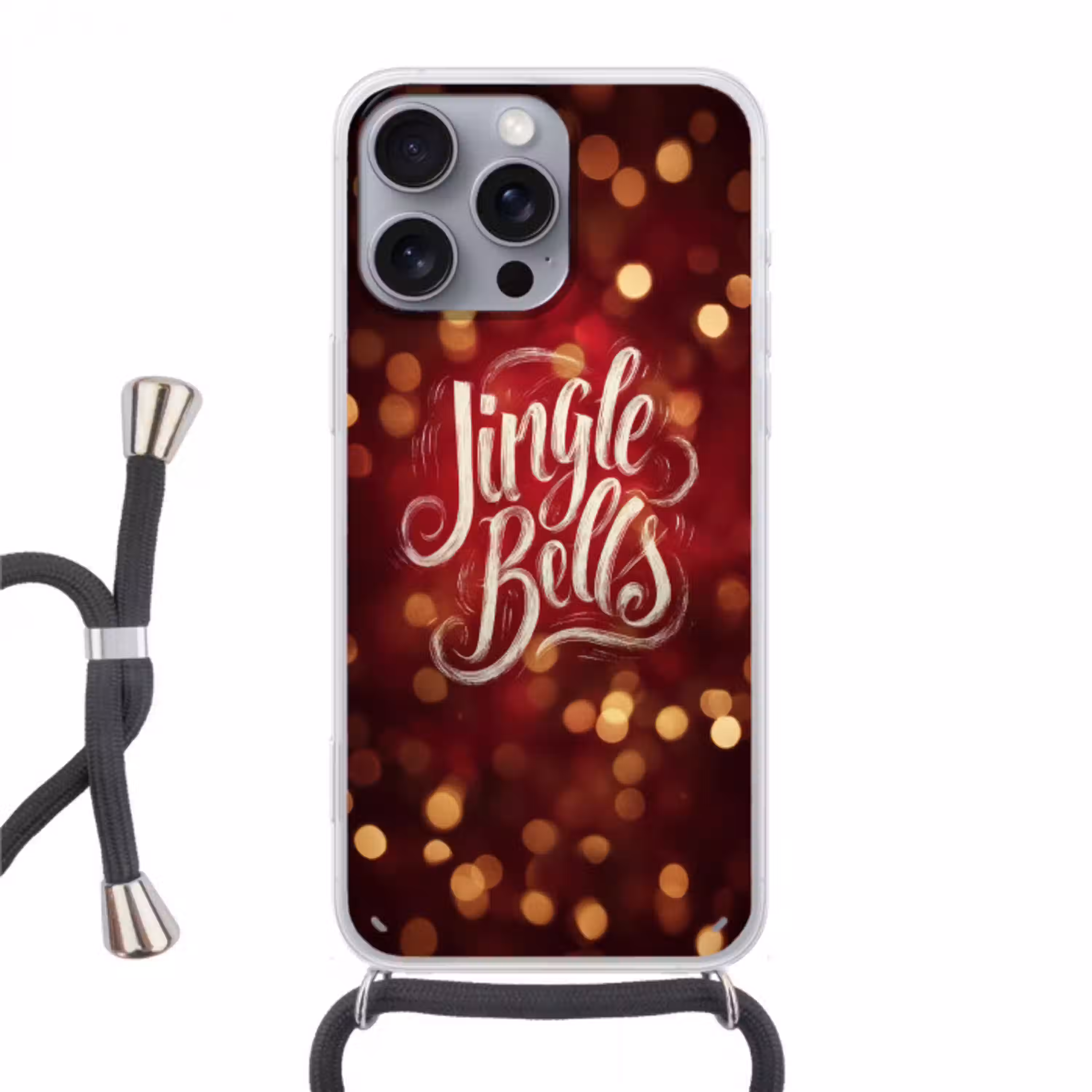 Jingle - Bells - Kerst - Rood Hoesje iPhone 16 Pro Max met koord klein -3d