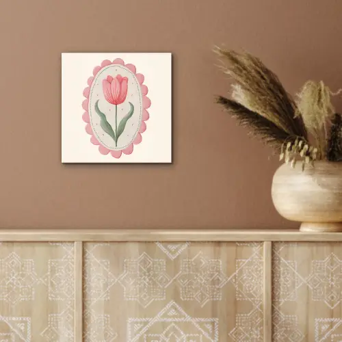 Tulp - Lijst - Ovaal - Illustratie aluminium wit klein -sfeer4