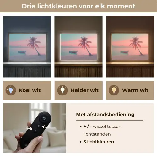 Zee - Boot - Zonsondergang Light Box met batterij (Wandlamp) middel -USP_lichtkleurNL