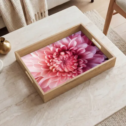 Dahlia - Bloem - Close up - Roze Dienblad Rechthoek middel -sfeer1