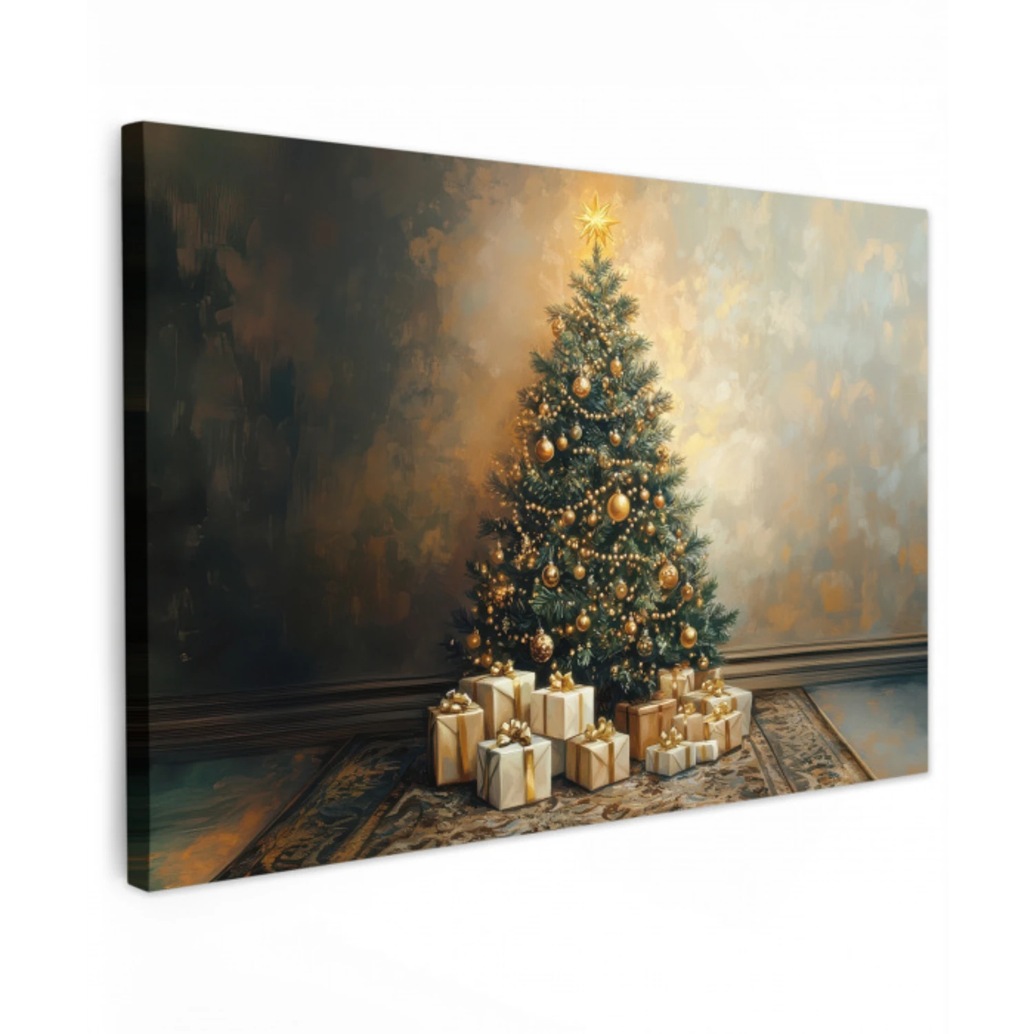 Kerstboom - Cadeaus - Goud canvas 2cm klein -z3d