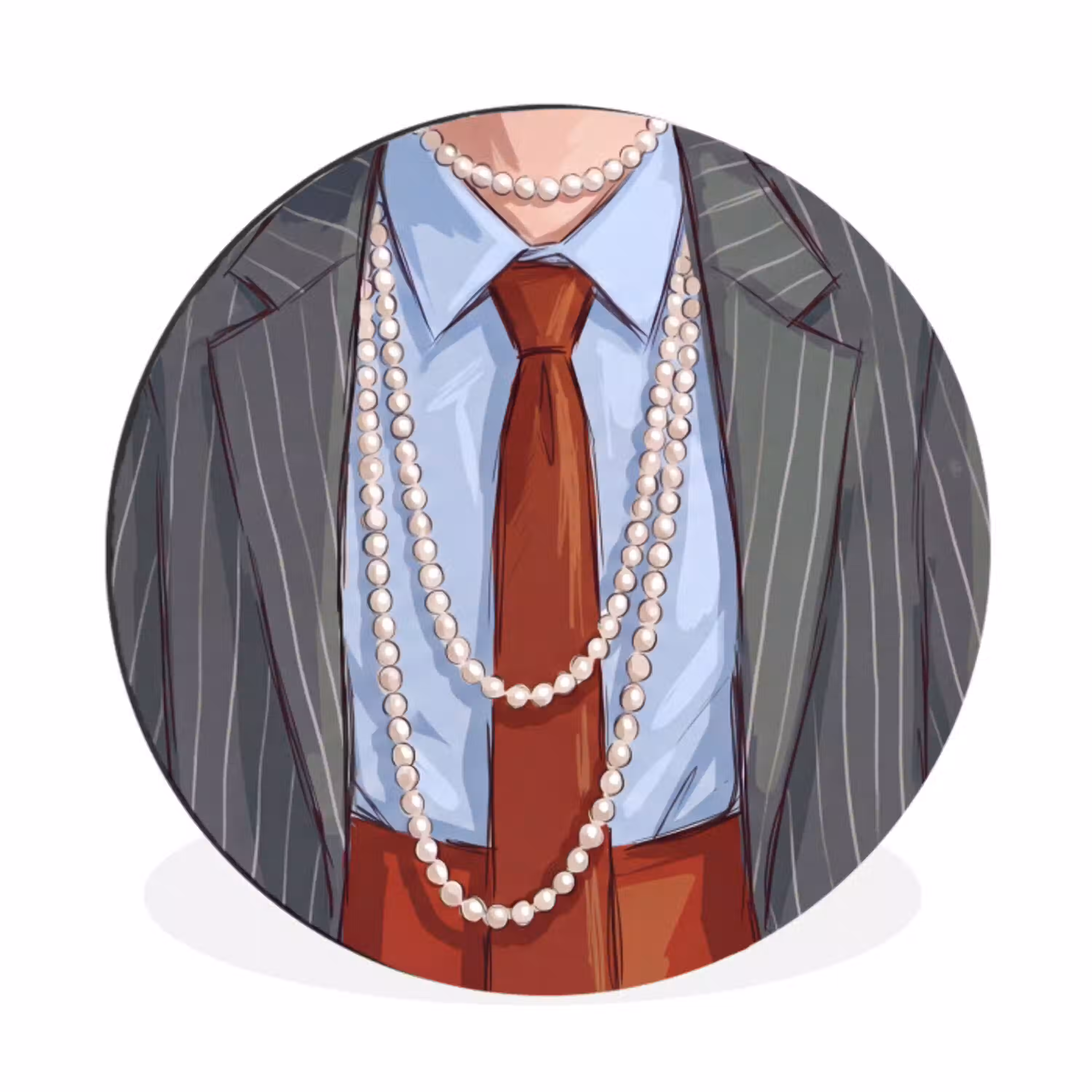 Kleding - Strik - Parels - Klassiek - Mode Wandcirkel aluminium klein -3d