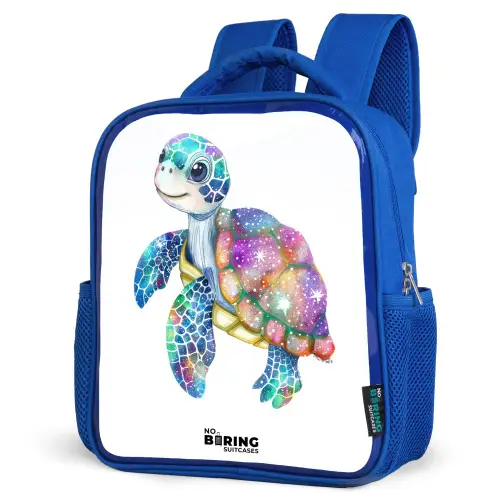 zeeschildpad vol kleuren Kinderrugzak - Blauw middel -schuin