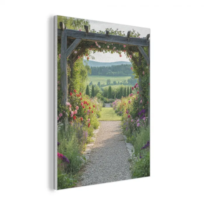 Doorkijk - Landschap - Natuur - Tuinboog - Bloemen PET vilt klein -3d