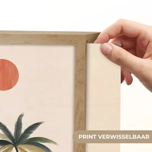 Palmbomen - Abstract - Zon - Heuvels Light Box met batterij (Wandlamp) middel -USP_websiteprintNL