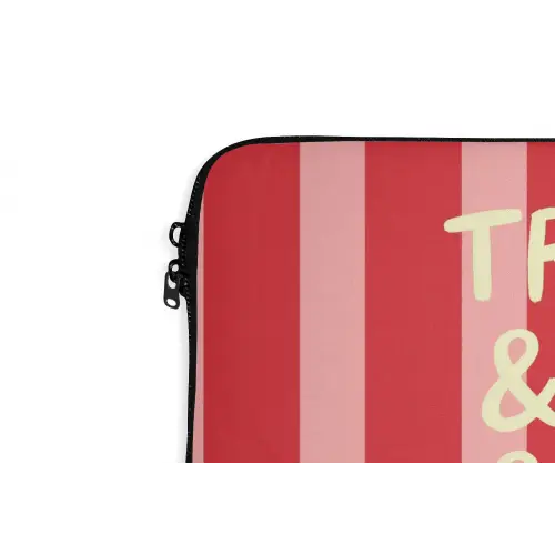 Strepen - Rood - Try again laptophoes neopreen klein -detail