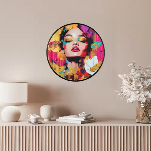 Vrouw - Abstract - Kleurrijk Fotolijst rond zonder passe partout klein -sfeer3