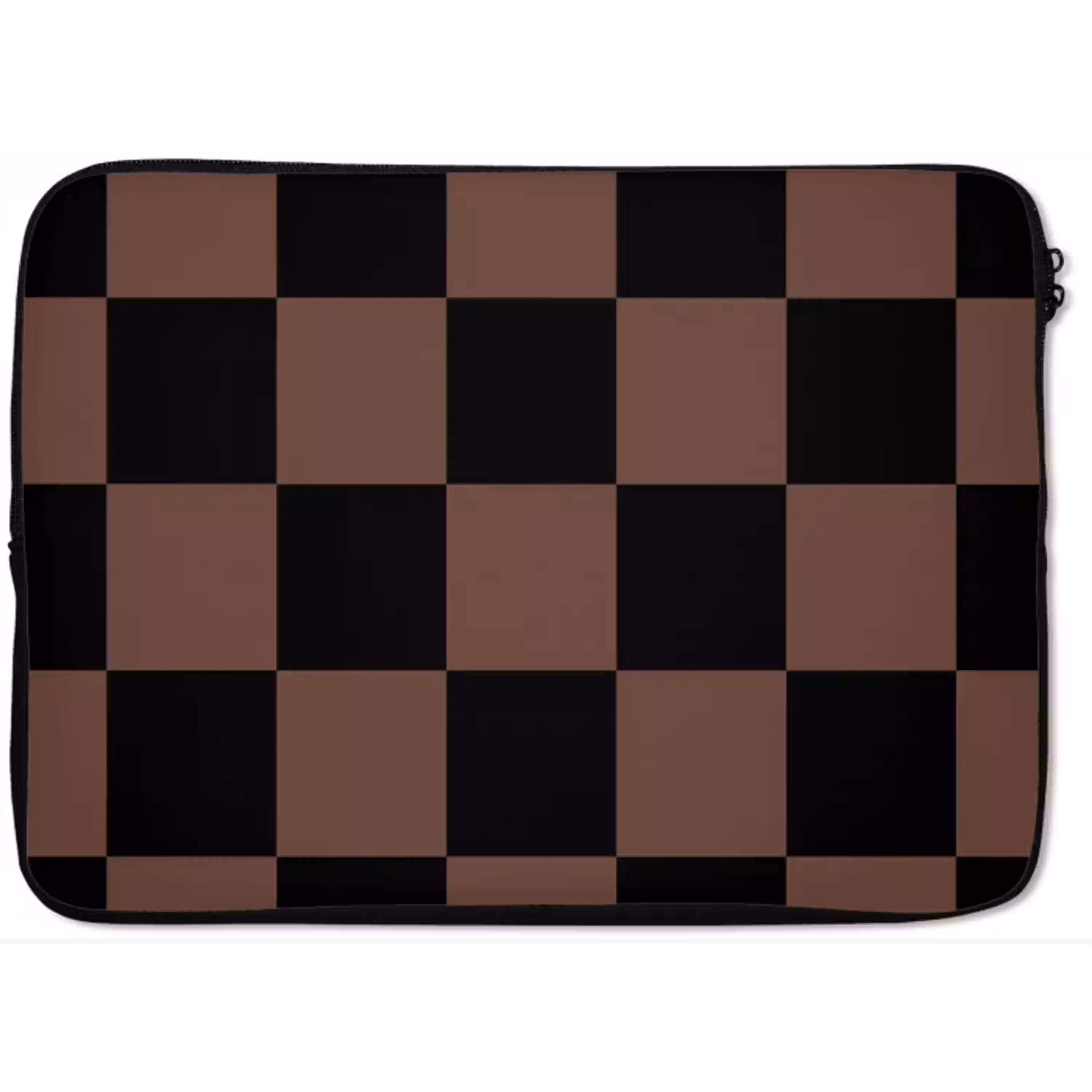 Schaakbord print - Bruin - Zwart - Blokjes laptophoes neopreen klein -zkaufland3dotto