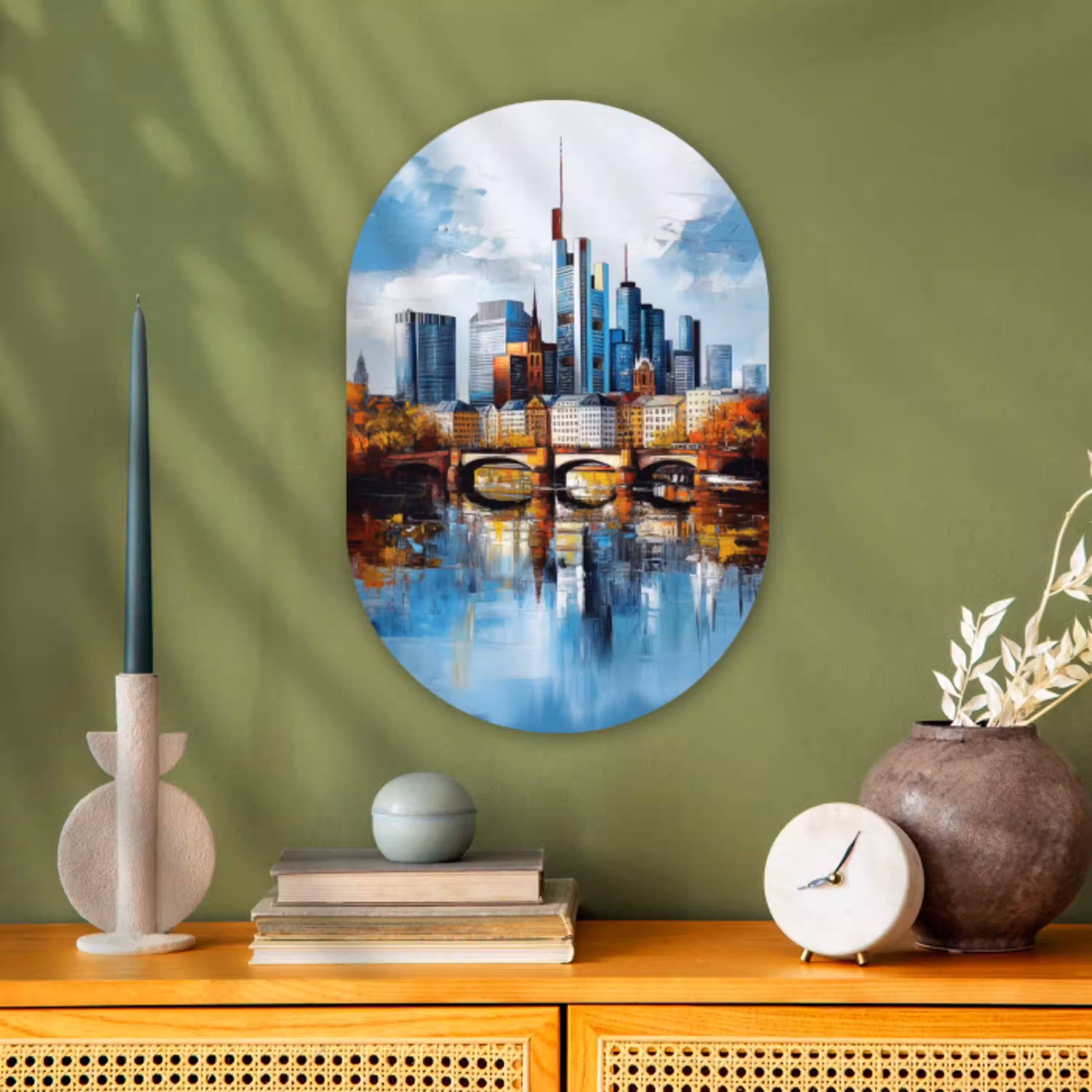 Bomen Frankfurt- Stad - Skyline - Brug Wandcirkel Ovaal Forex klein -sfeer2