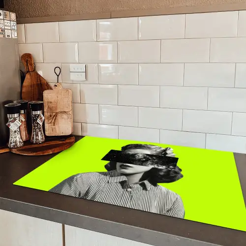 Vrouw - Sterrenhemel - Groen Inductie beschermer vinyl 3mm klein -sfeer3