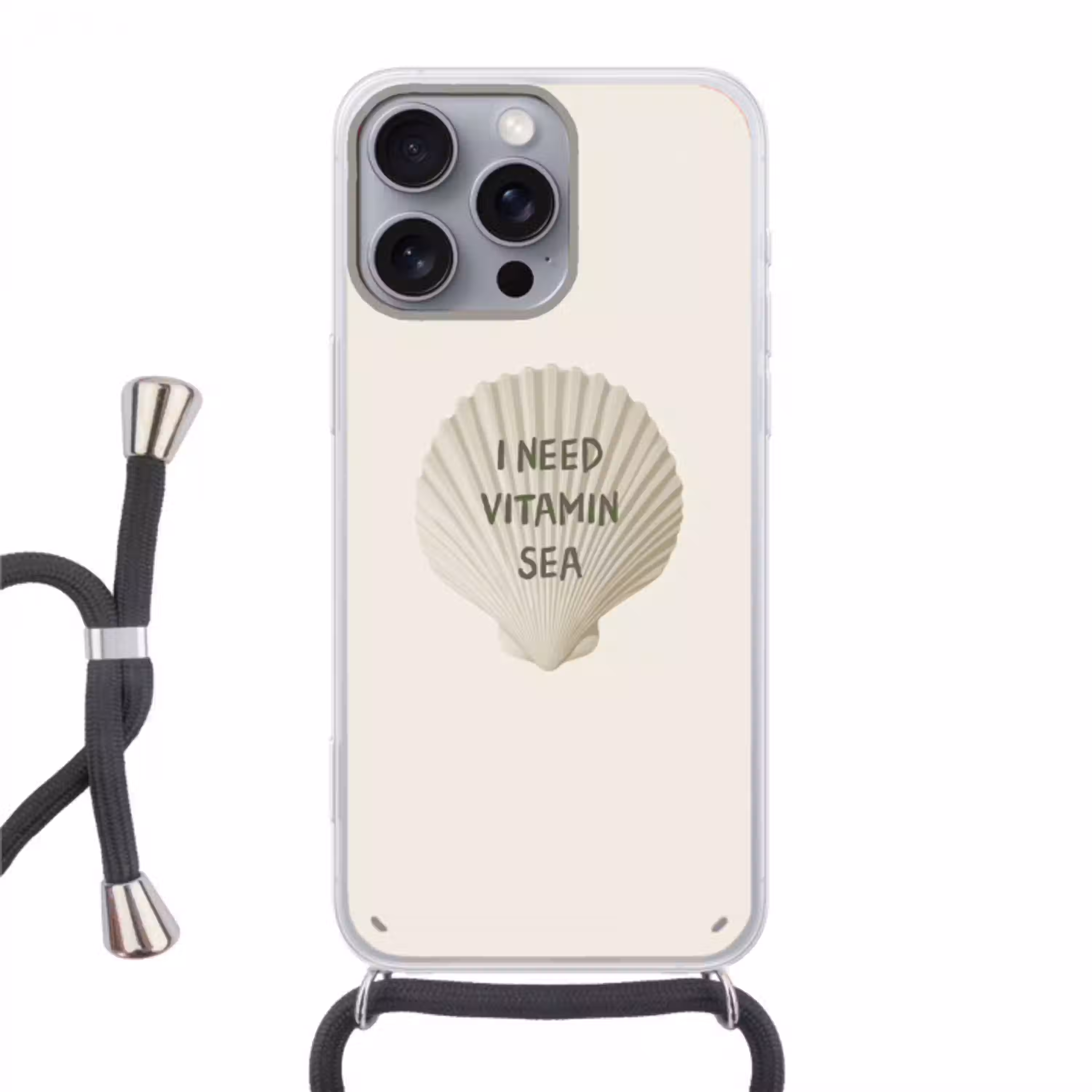 Schelp - Quote - Groen Hoesje iPhone 16 Pro Max met koord klein -3d