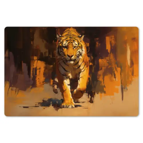 Tijger - Geschilderd - Oranje - Penseelstreken Placemat vinyl groot -zzsfeer1_Kitchenyeah-website