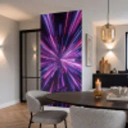Lichtsnelheid - Ruimte - Roze - Paars Behang Vinyl klein -sfeer3