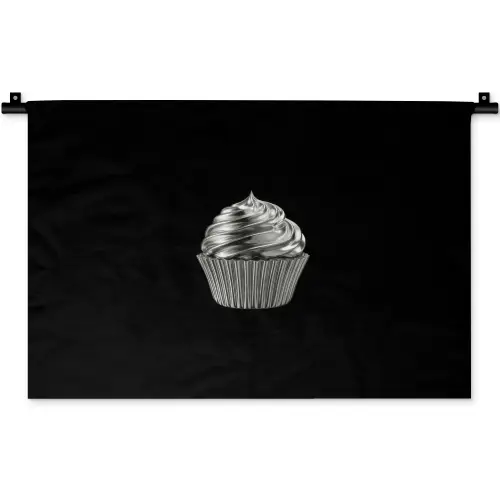 Cupcake - Luxueus - Zilver Wandkleed katoen klein -zz3d