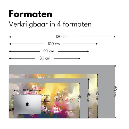 Vogels - Bloemen - Roze Muismat XXL klein -sfeer5
