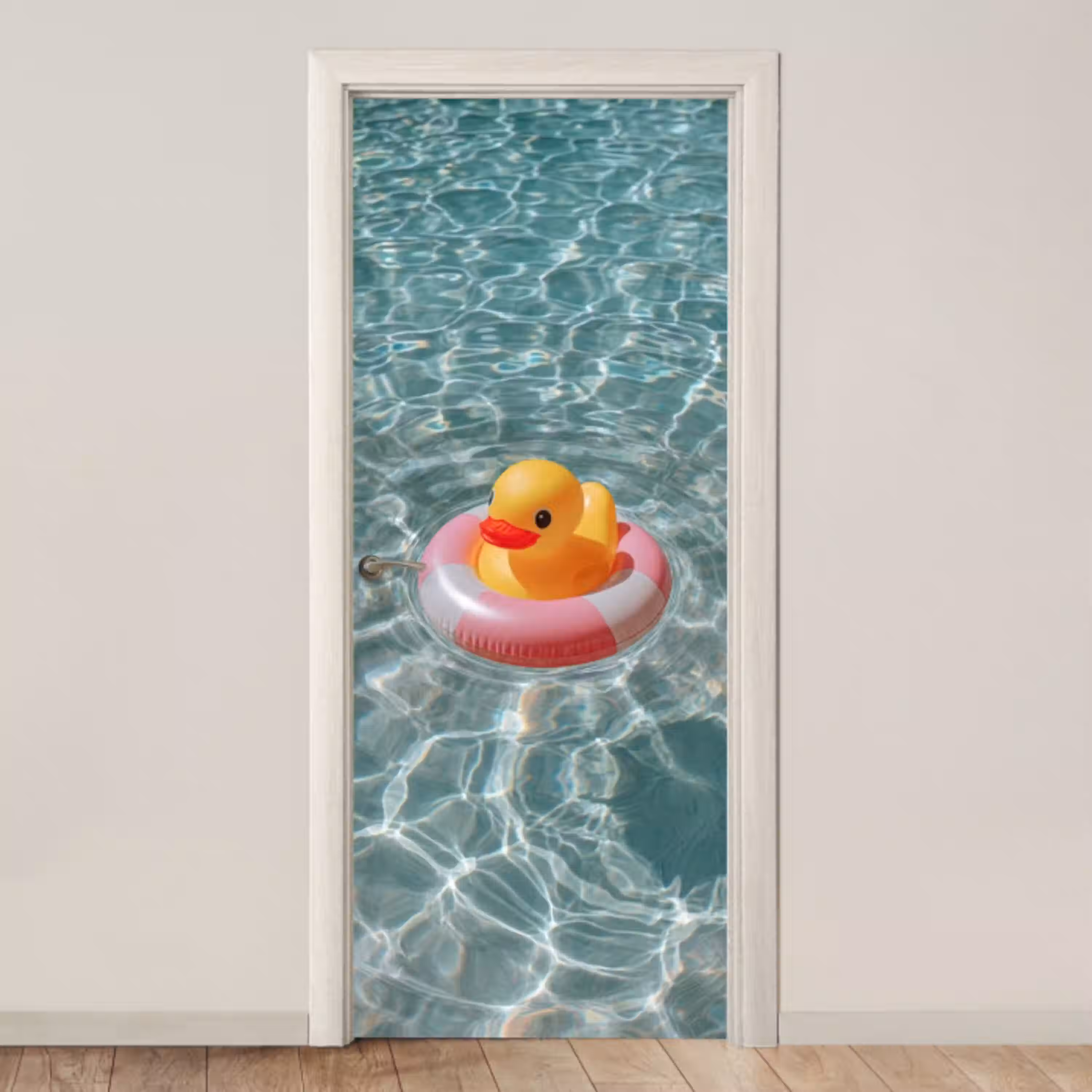 Badeend - Zwemband - Geel deurposter klein -3d_beige
