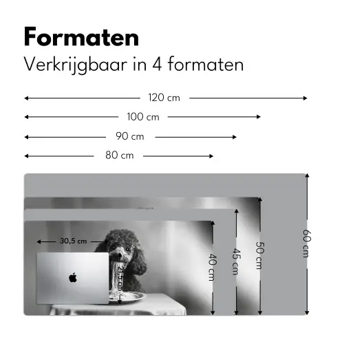 Poedel - Hond - Zwart - Wit - Schattig - Pasta Muismat XXL klein -sfeer5