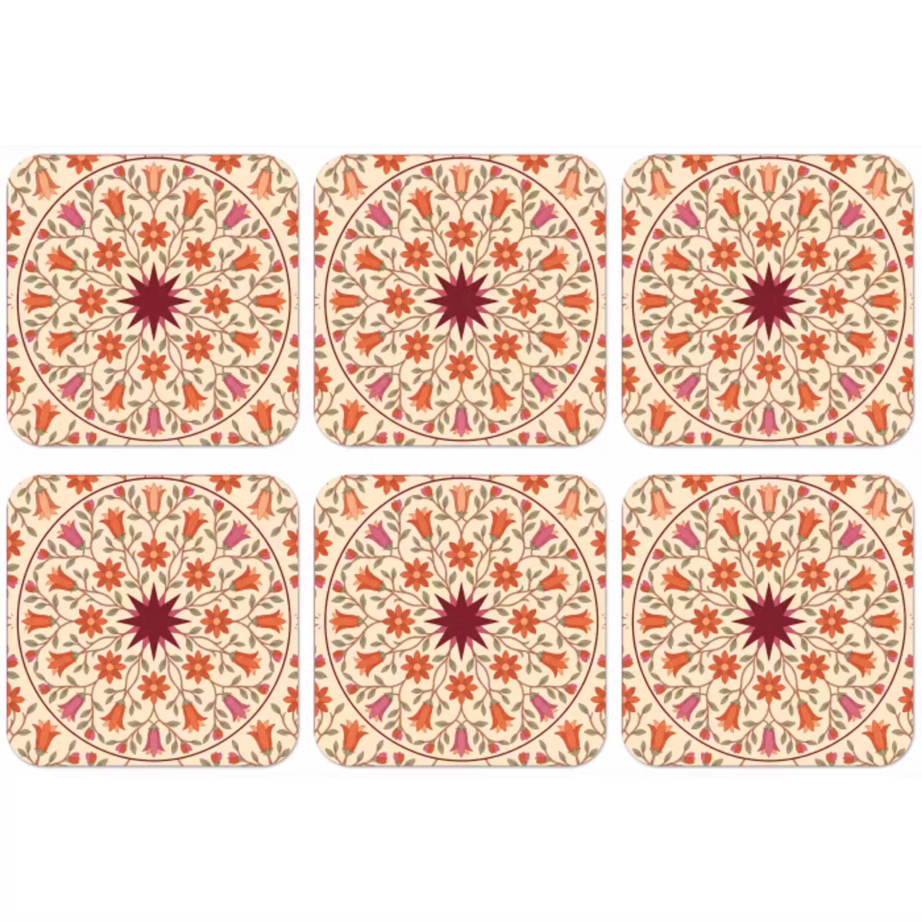 Bloemen - Mandala - Decoratief - Rood onderzetter kurk middel -zkaufland3dotto