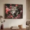 Wolf - Dier - Bloemen - Botanisch - Natuur - Fantasie Textielframe zwart klein -sfeer3