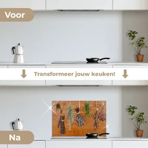 Gedroogde kruiden keuken achterwand spatscherm klein -voor_na_NL