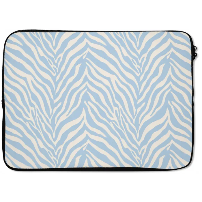 Zebra - Motief - Blauw - Wit laptophoes neopreen klein 279 -zkaufland3dotto