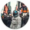 Stad - Mensen - Astronaut - Wit Wandcirkel kunststof plaat 5mm dik klein -3d