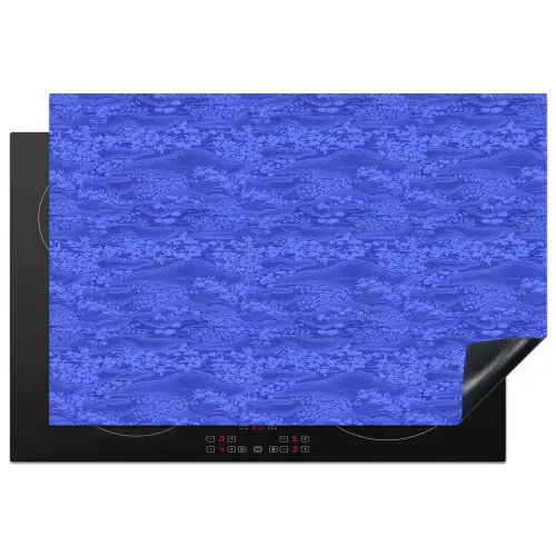 Blauw - Patroon - Heuvels - Bloemen Inductie beschermer vinyl 3mm klein 276 -3d