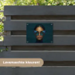 Vrouw - Vlinder - Bril - Blauw - Modern - Portret tuinposter los doek klein -sfeer3