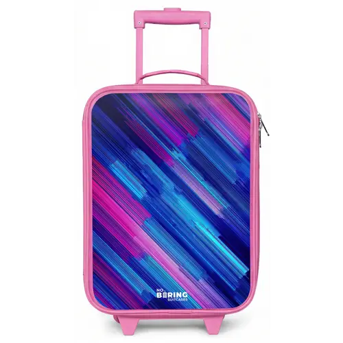 Neon - Strepen - Abstract - Blauw - Roze Kinderkoffer - Roze klein -zz3dotto