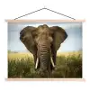 Olifant - Natuur - Gras - Dieren - Landschap textielposter latten blank klein -3d