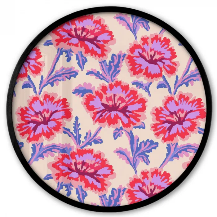 Bloemen - Patroon - Meerkleurig Fotolijst rond zonder passe partout klein 856 -3d
