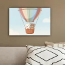 Luchtballon - Beren - Pastel canvas 2cm klein -sfeer3